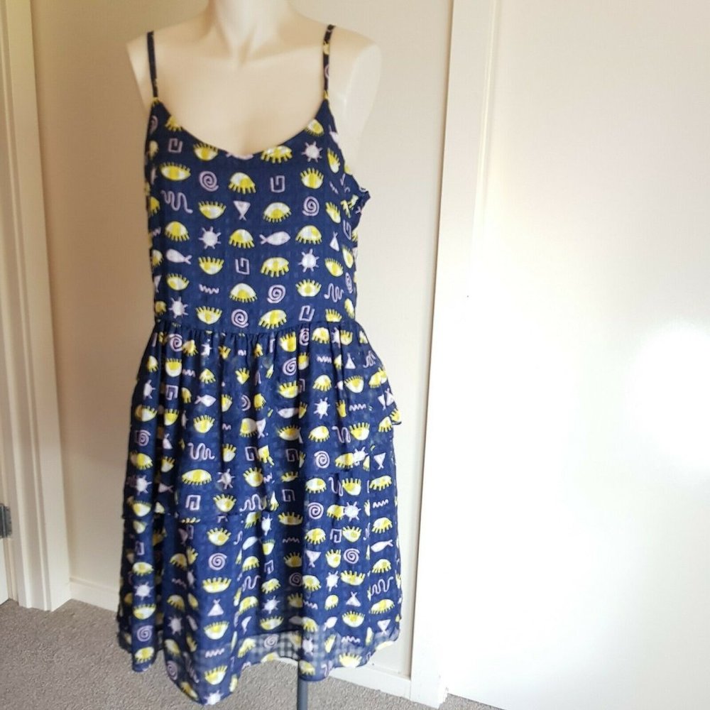 Blue Gorman eyes spring casual sleeveless dress 12 - Picture 1 of 5